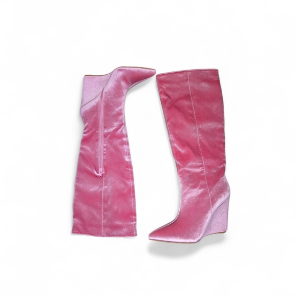 Dolls Kill Shoes - Dolls Kill Pink Velvet Heeled Boots